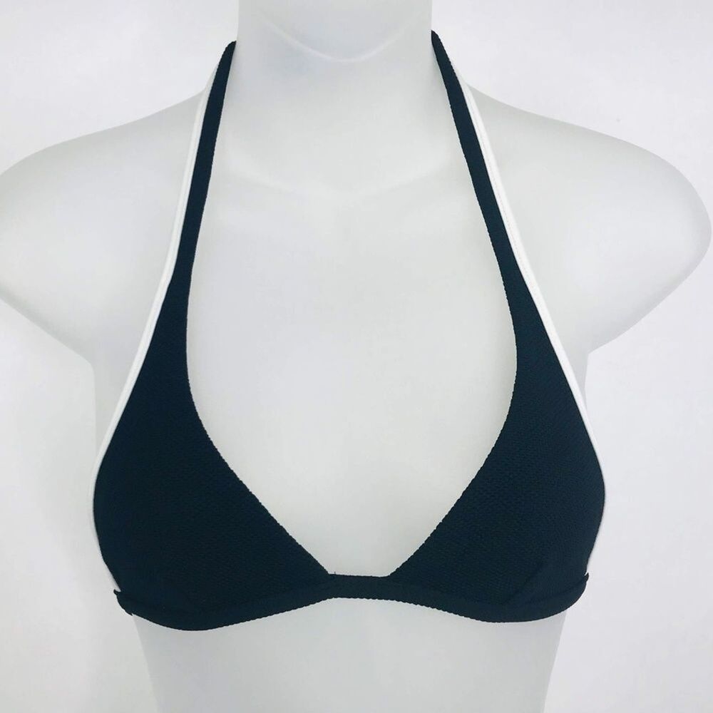 Agua Doce Bikini Brazilian 2-pc Women L Black White Tie Front Buttons - Picture 2 of 8